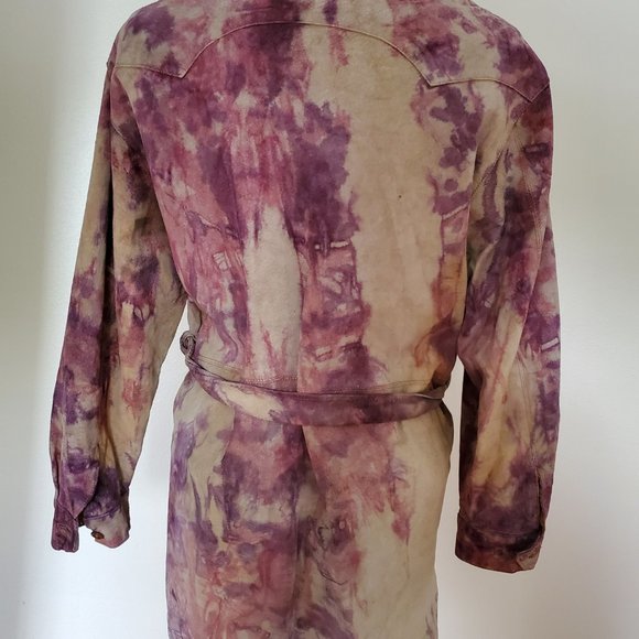 Ralph Lauren Suede leather Jacket safari tie dyed XL Medium large cowgirl brown